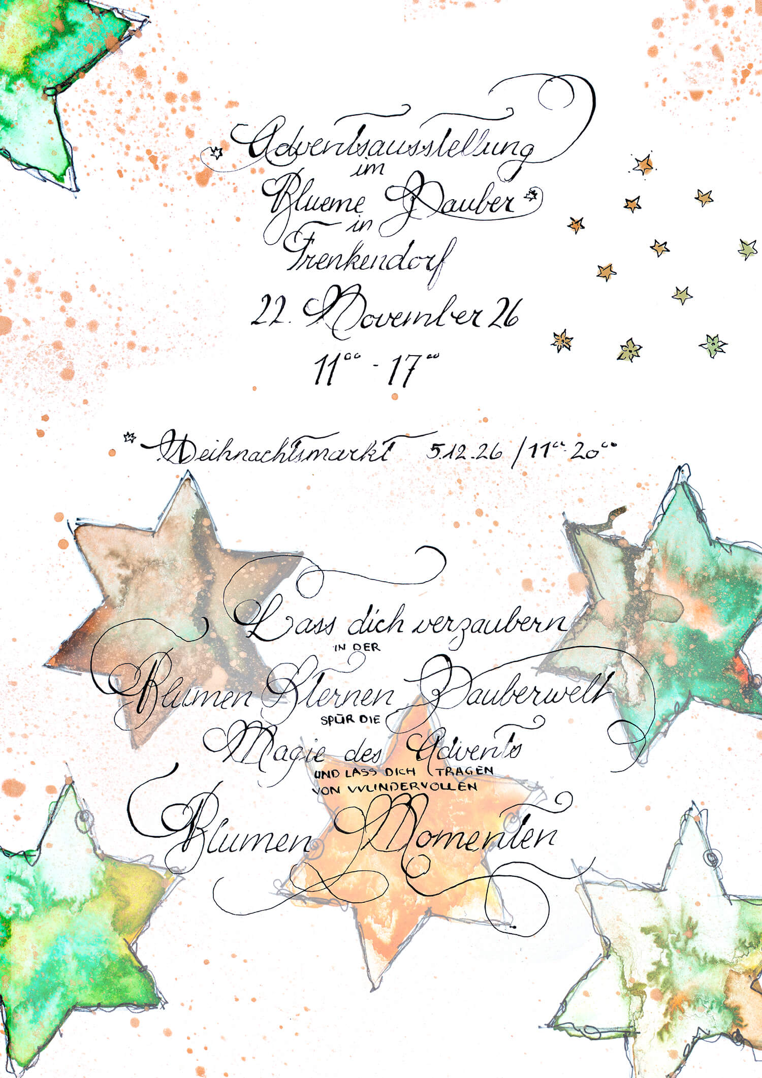 Flyer Advents-Ausstellung im Blueme Zauber Frenkendorf am 22.11.2026